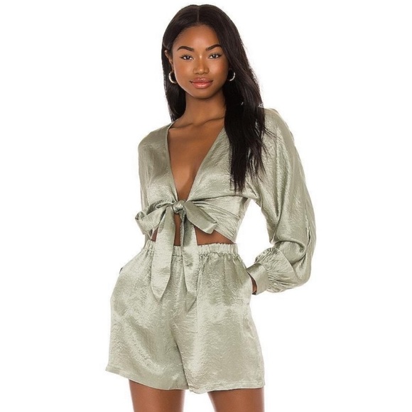 Lovers + Friends Tops - Lovers + Friends | SET! Sage Green Tie Crop Top + Shorts Size: S/M